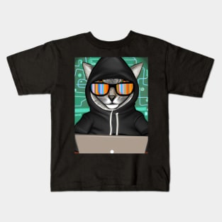 Hacker Cat Kids T-Shirt